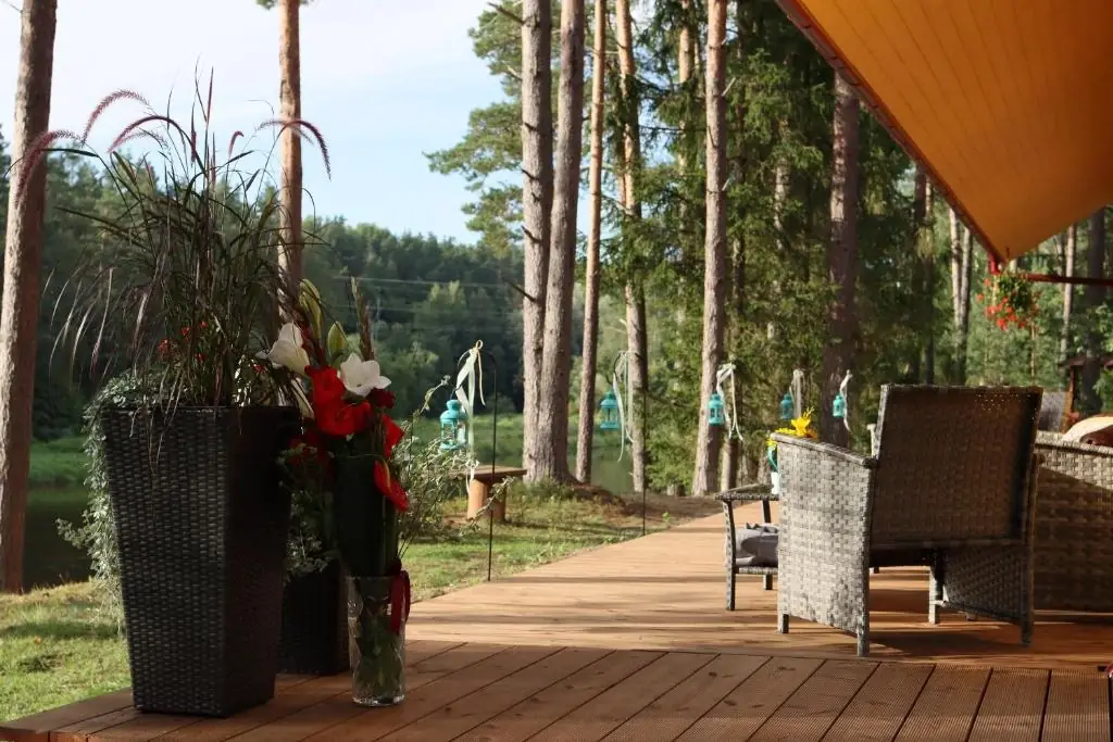 Wooden terrace by the Gauja river